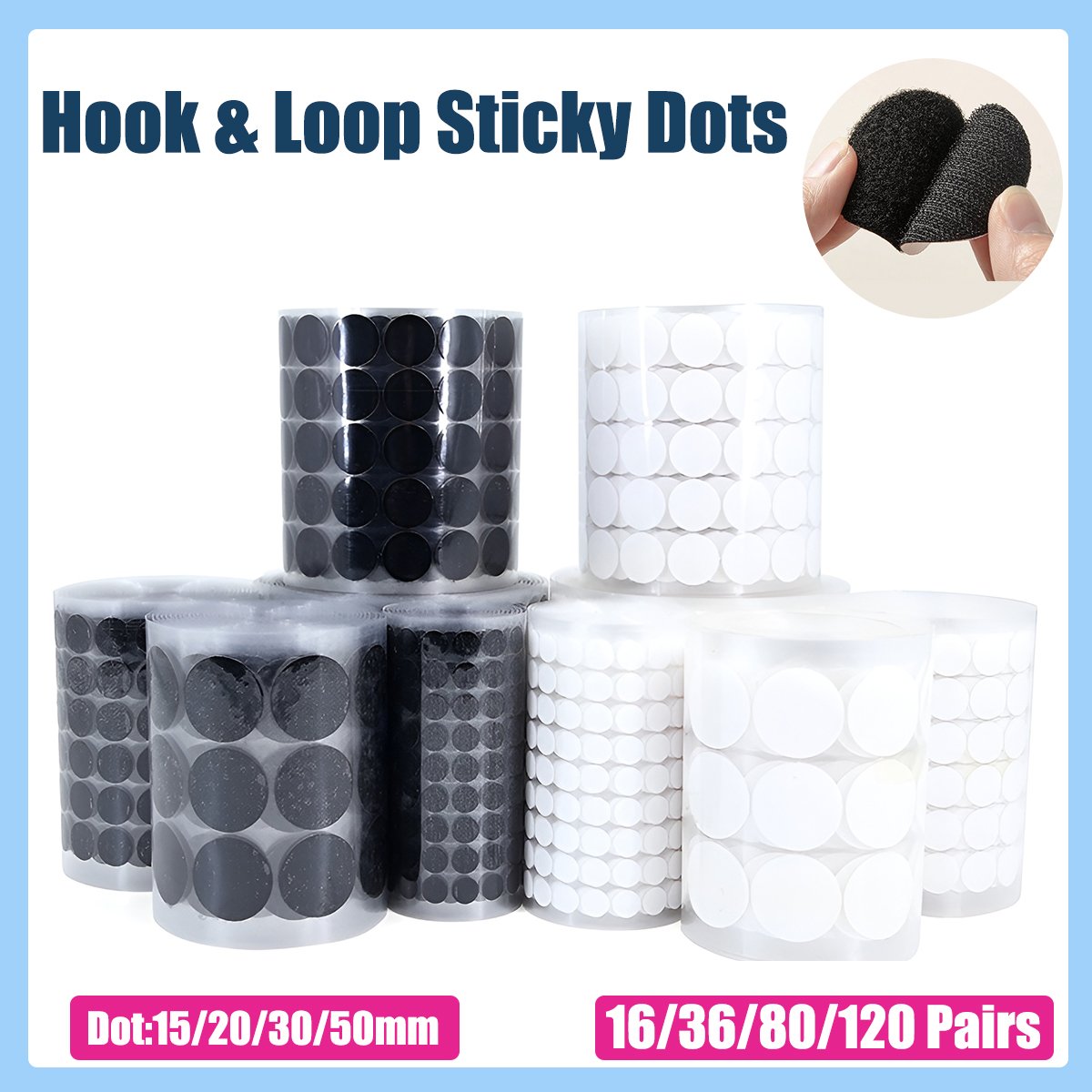 Durable Polyester and Nylon Hook and Loop Stickers for Crafting and Sewing 100pcs