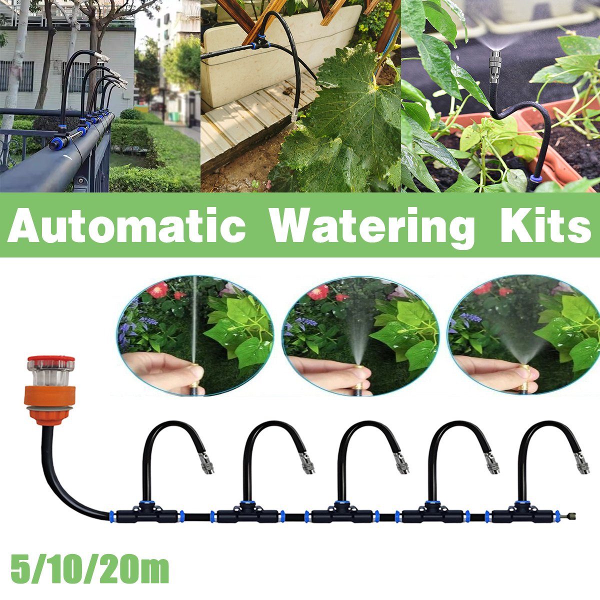 Garden Watering System Spray Irrigation Hose Sprinkler 1Set