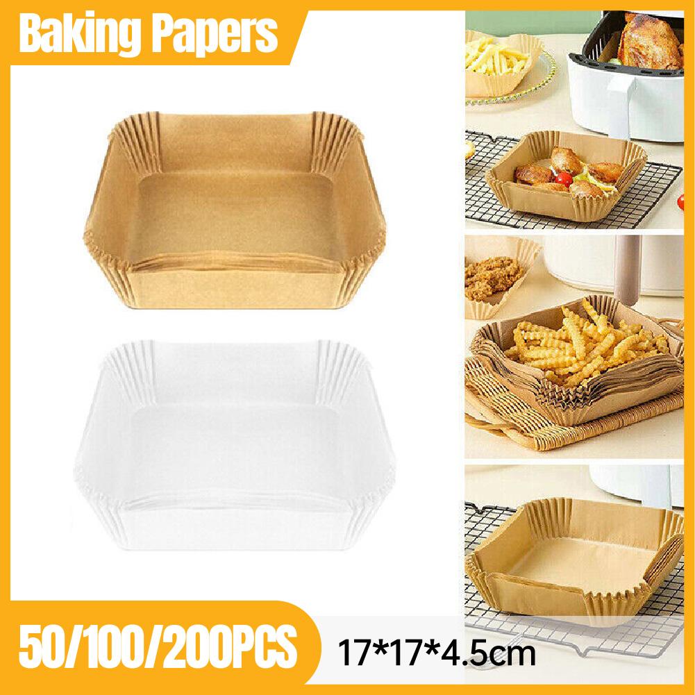 50-200PCS Disposable Square Air Fryer Paper Liner Non-Stick Baking Paper Liner