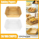 50-200PCS Disposable Square Air Fryer Paper Liner Non-Stick Baking Paper Liner