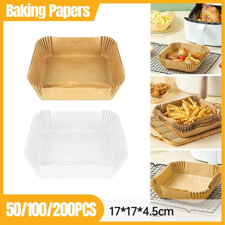 50-200PCS Disposable Square Air Fryer Paper Liner Non-Stick Baking Paper Liner