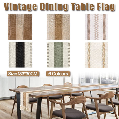 Nordic Ins Cotton And Linen Table Runner Bed End Towel Color Matching Knot Tassel Living Room TV Cabinet Coffee Table Long Tablecloth Tea Mat