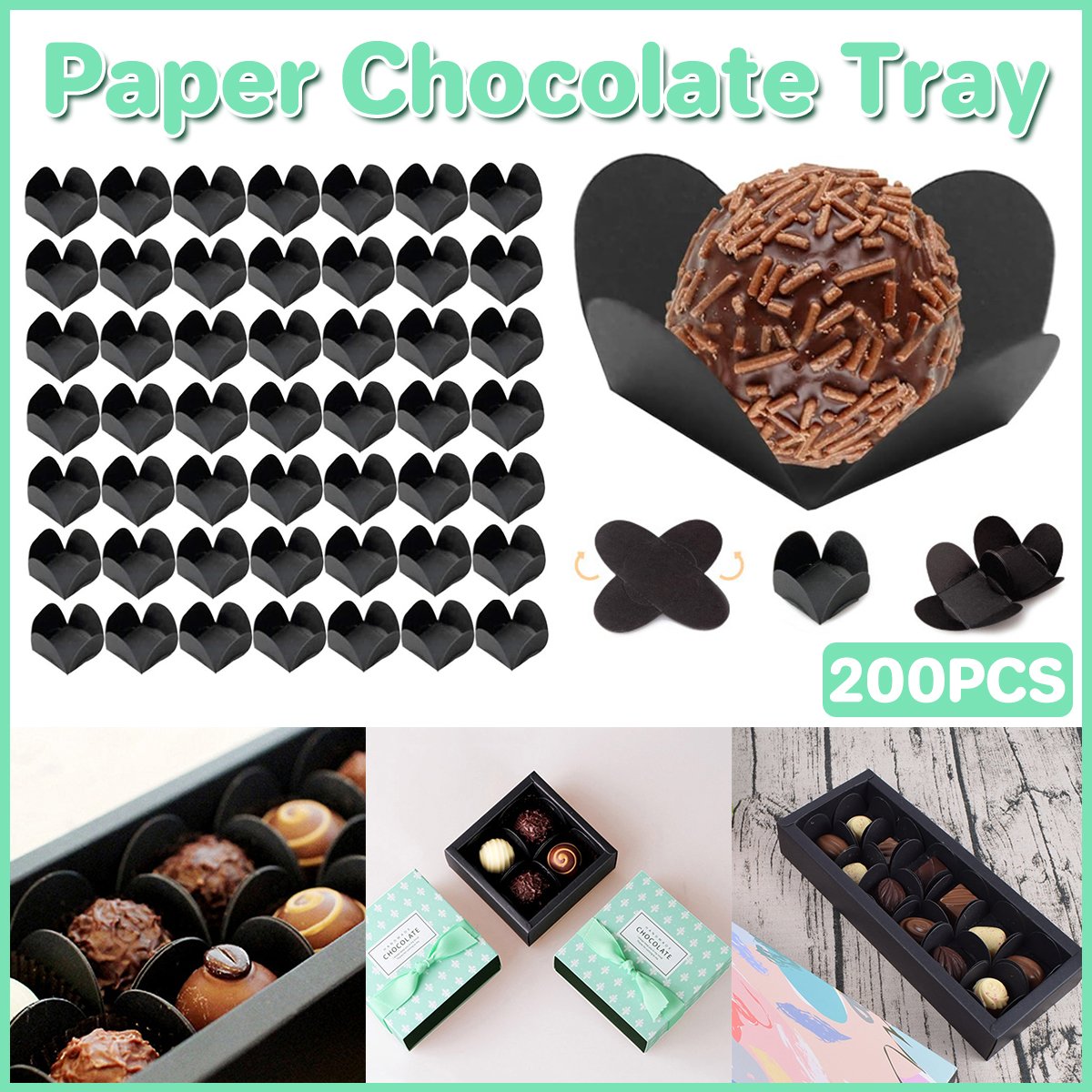 Food-Grade Paper Folding Trays for Chocolate Display 200pcs