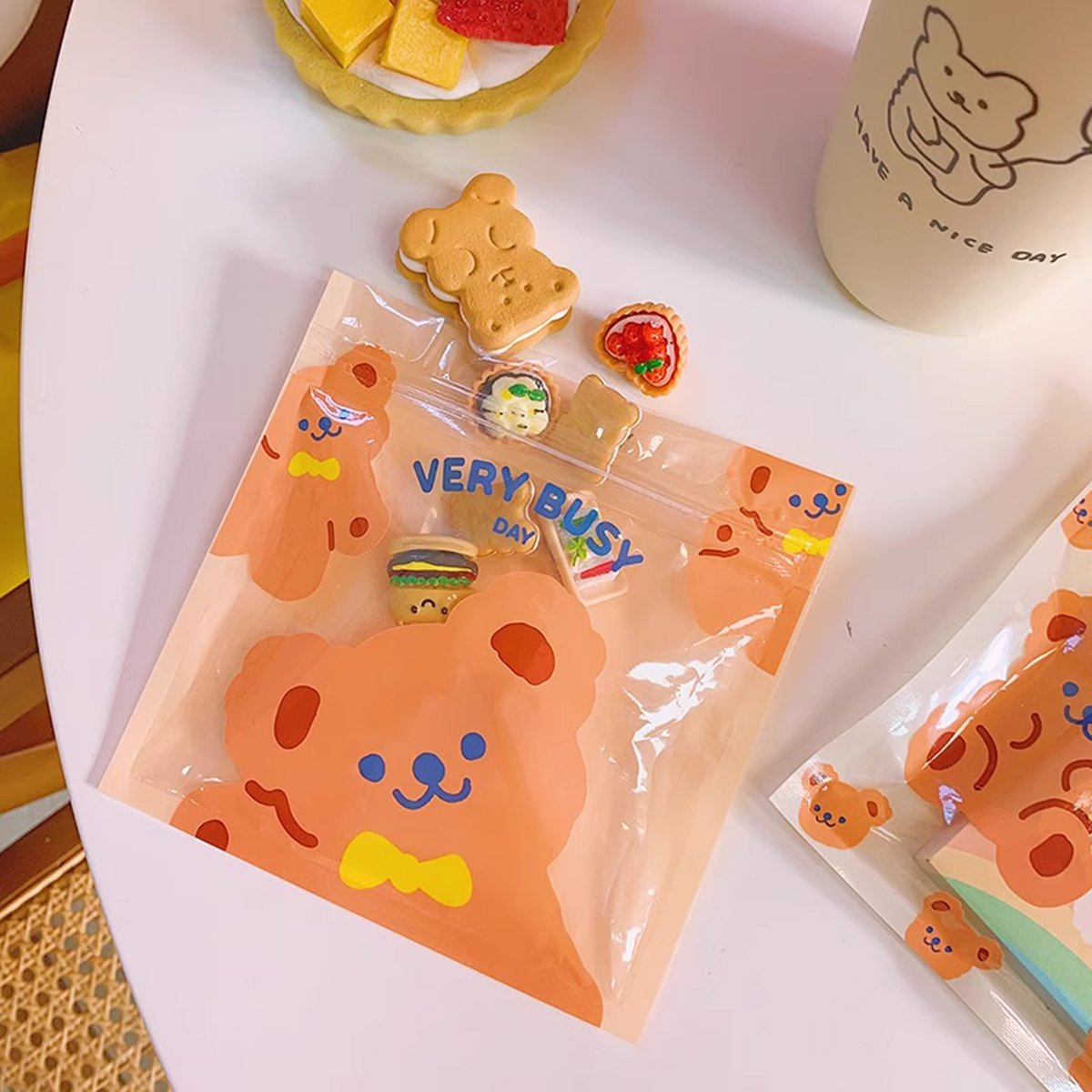 These cute cartoon Ziplock bags are perfect for keeping your snacks, candies, and cookies fresh and secure. 