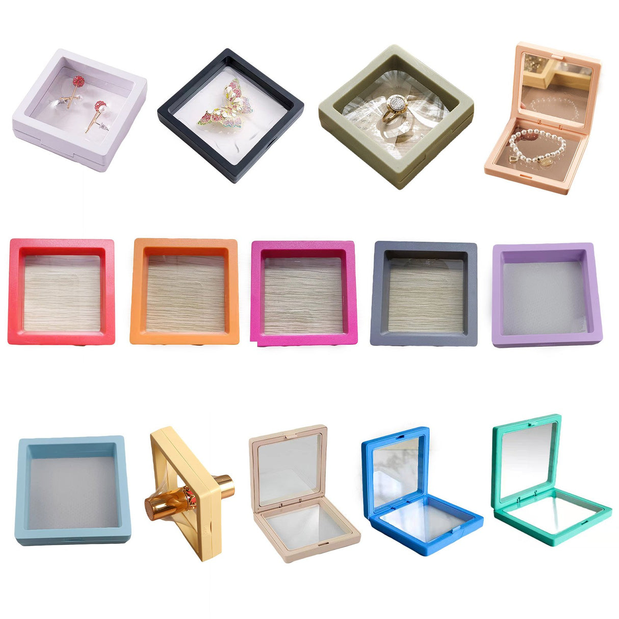 Jewelry Storage Boxes Plastic with PE Film Elegant Display 10pcs