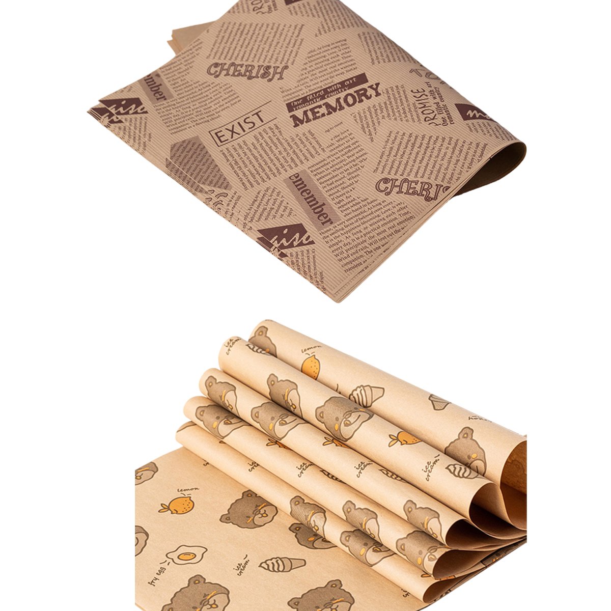 Grease-Proof Coated Paper for Sandwiches and Snacks Sandwich Wrapping Papers 100pcs