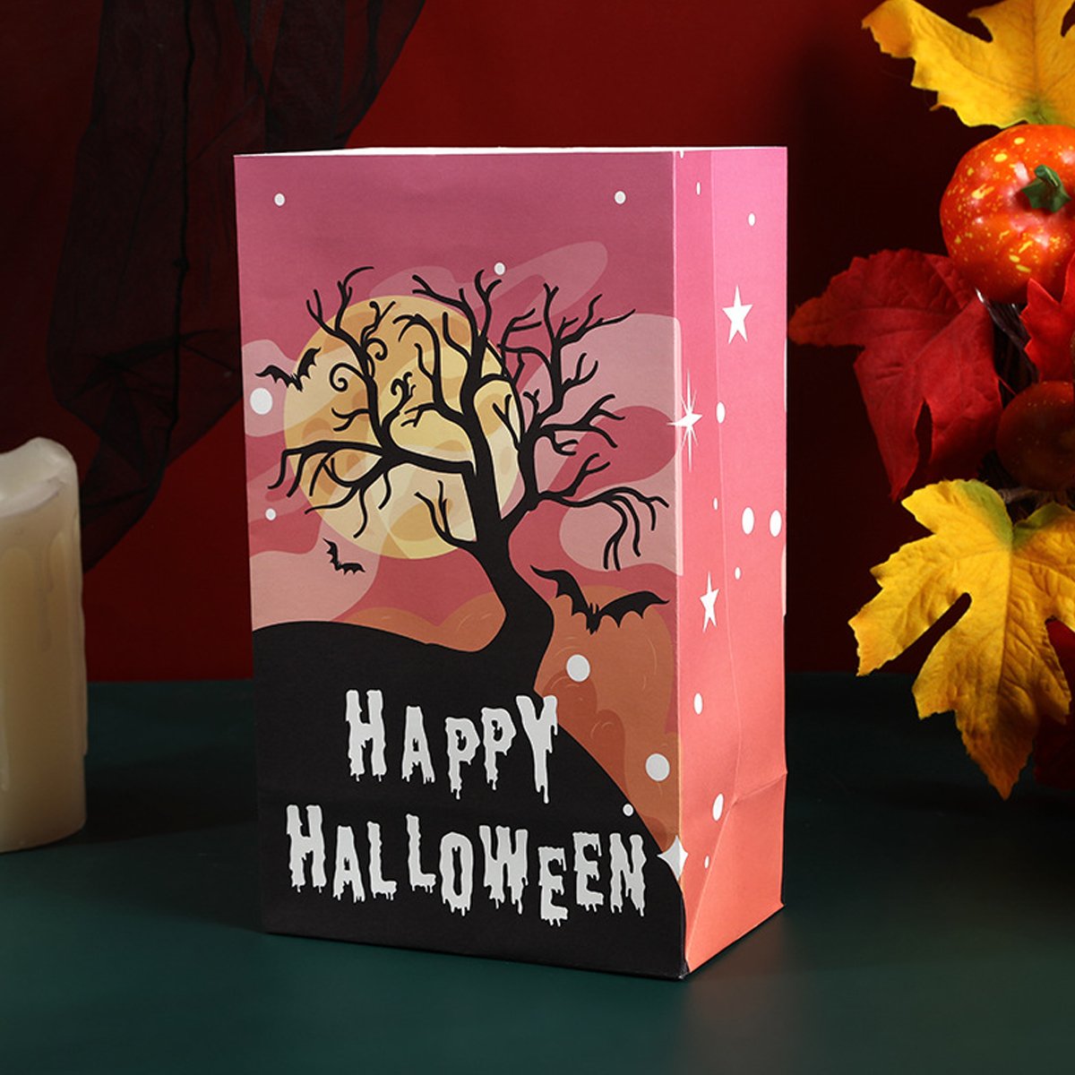 Halloween Creative Candy Treat Bags Kraft Paper Flat Pockets for Party Favors