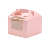 Food-Grade Cardboard Portable Cupcake Packaging Boxes with Window 25pcs