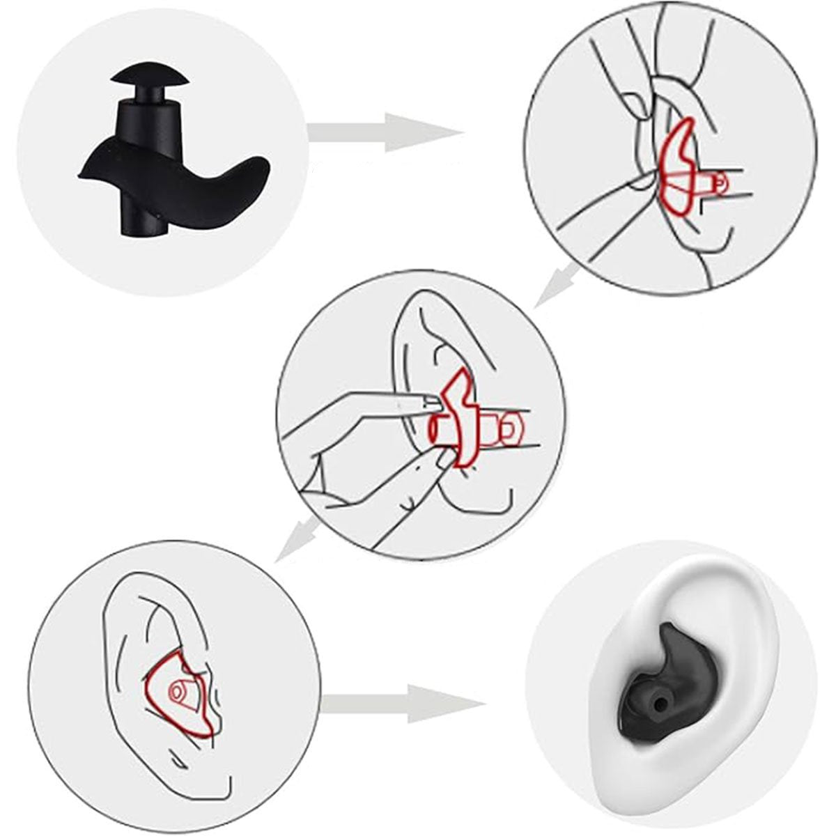 Waterproof Silicone Swimming Earplug Set  Soundproof Earplugs with Nose Clip Black 1 Pair of