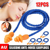 12PCS Silicone Soft Corded Ear Plugs Reusable Hearing Protect Safety Earplugs