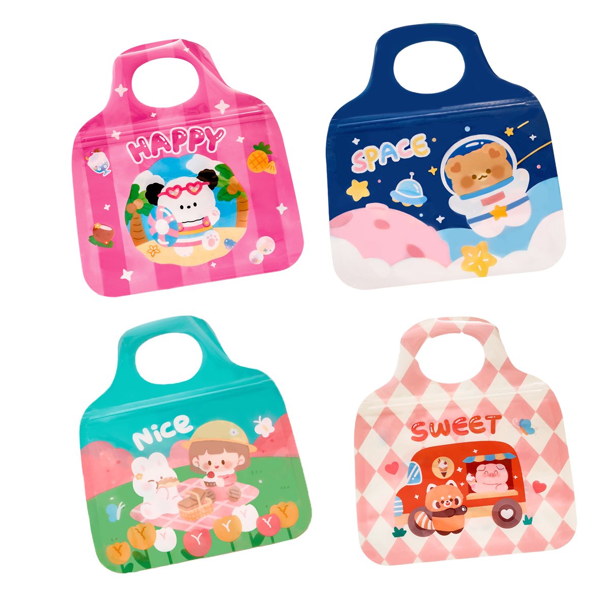 High-Quality Plastic Fun Cartoon Snack Candy Bags for Kids 50pcs