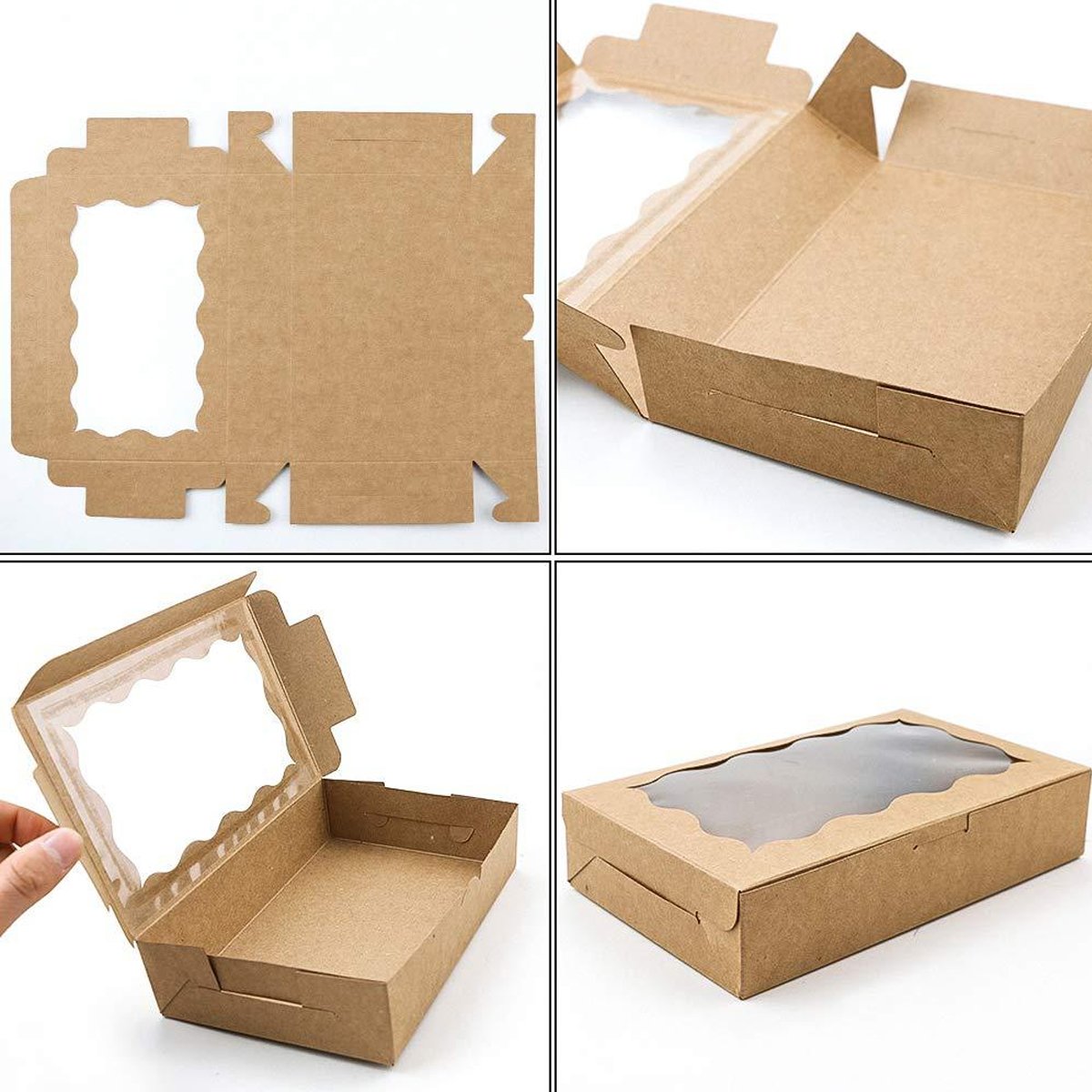 These rectangular kraft paper window boxes are the ideal packaging solution for cakes, pastries, and gifts.