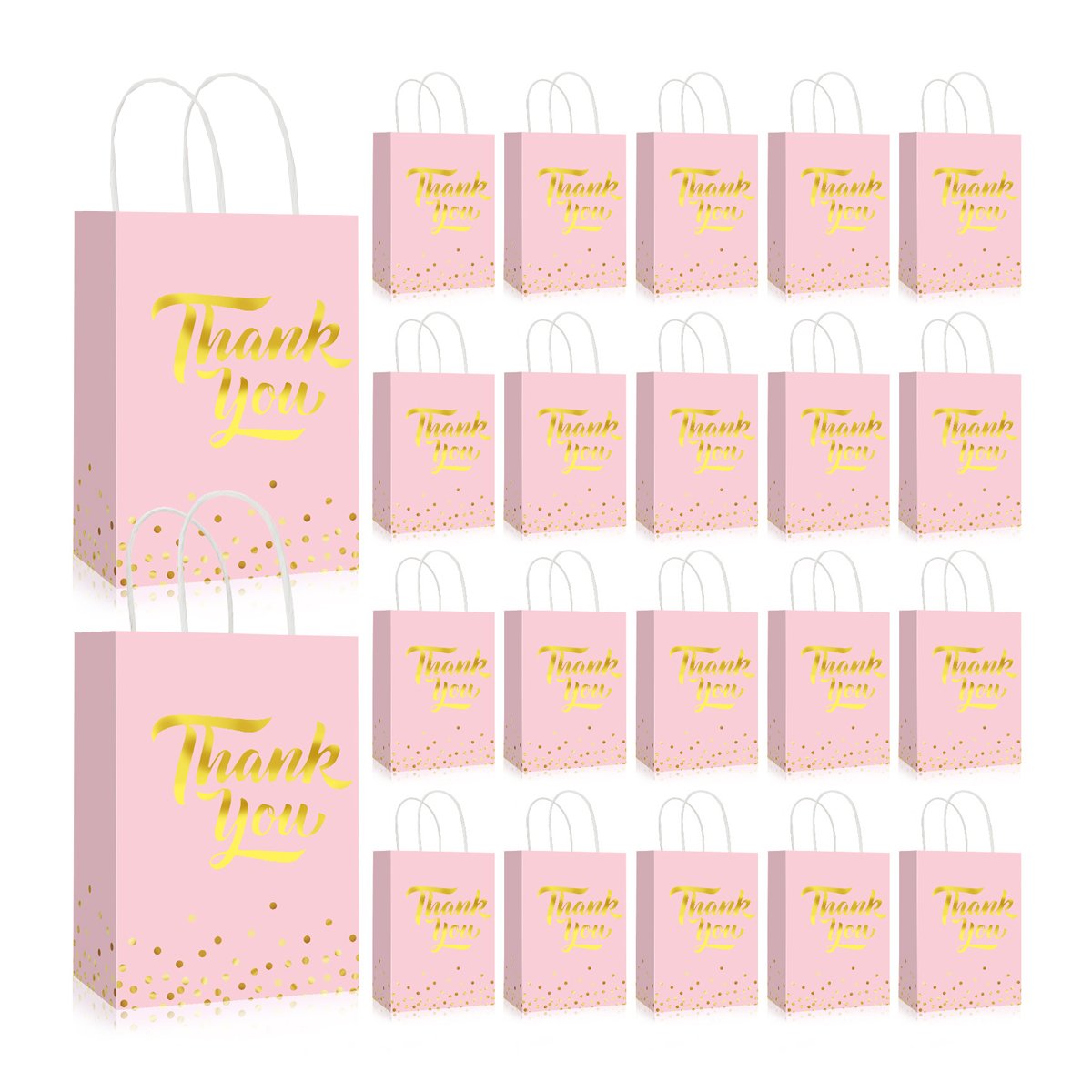 25pcs Reusable Kraft Paper Tote Bags for Wedding Birthday Party Gift Favour Bags