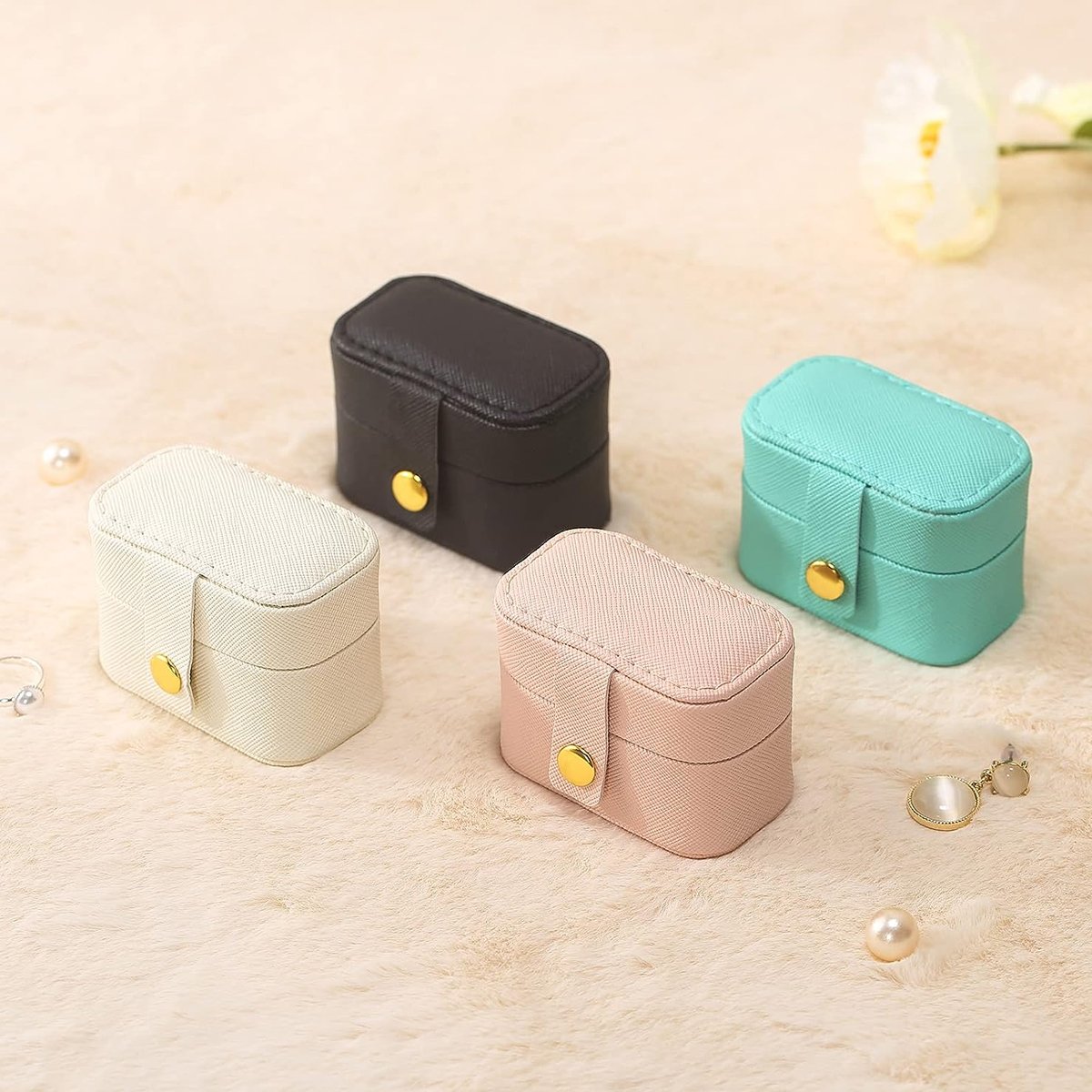 High-Quality Synthetic Leather Mini Jewelry Boxes for Travel Jewelry Boxes 5pcs