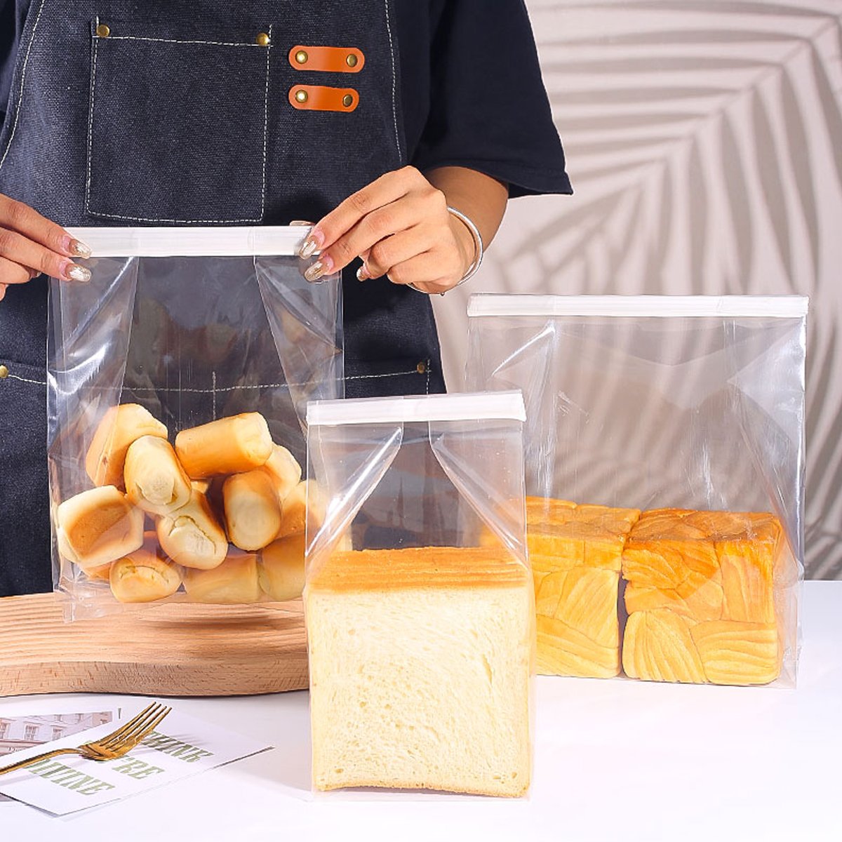 50pcs Resealable Clear Bread Toast Bags Food Storage Airtight Packaging Bags