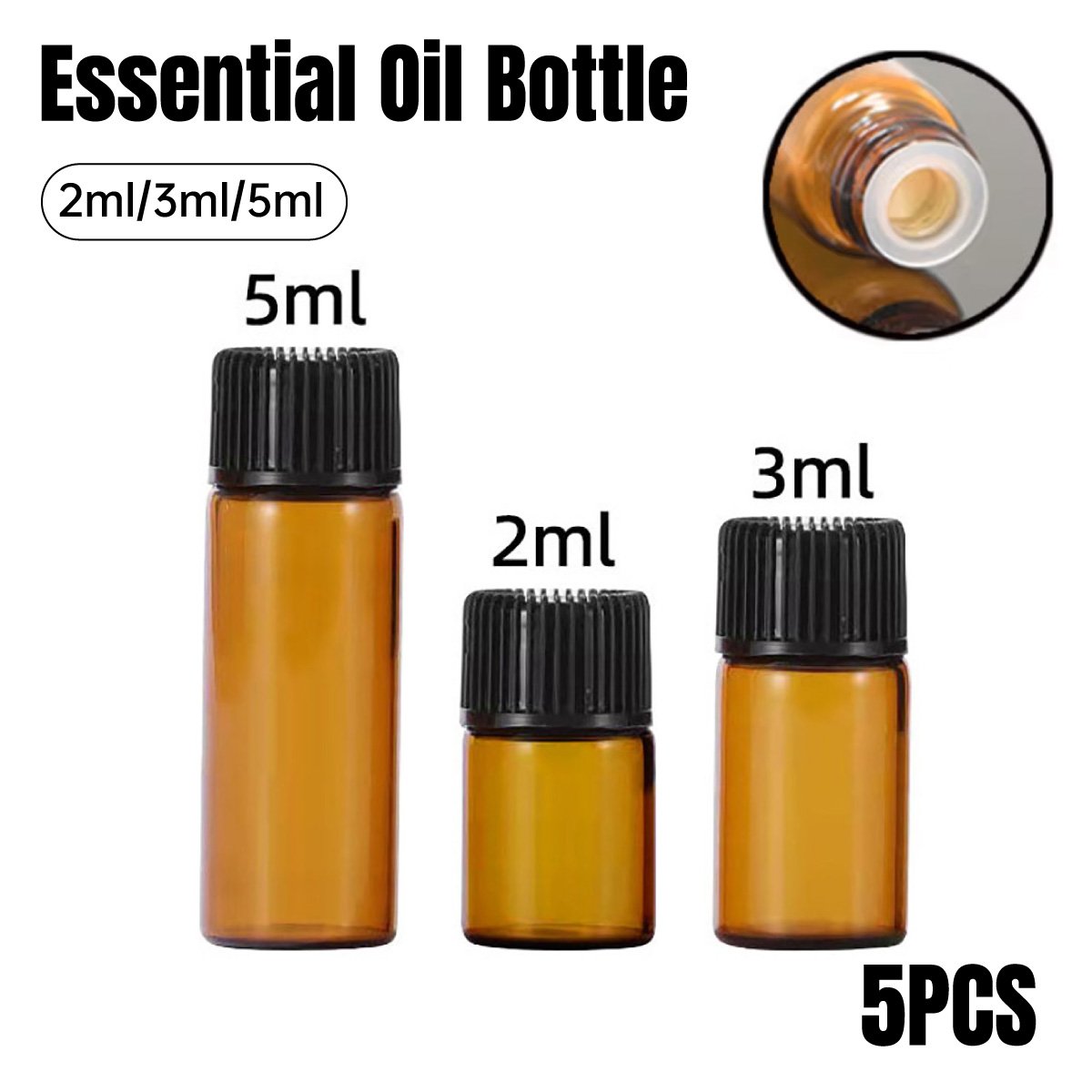 Amber Glass Bottle Essential Oils 5PCS