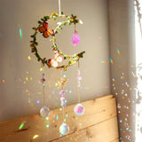 Sun Catcher Butterfly Flower Crystal Moon Wind Chimes Natural Garden Pendant