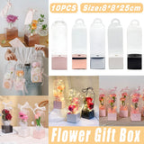 Clear PVC Flower Boxes Durable Portable Floral Gift Packaging 10PCS