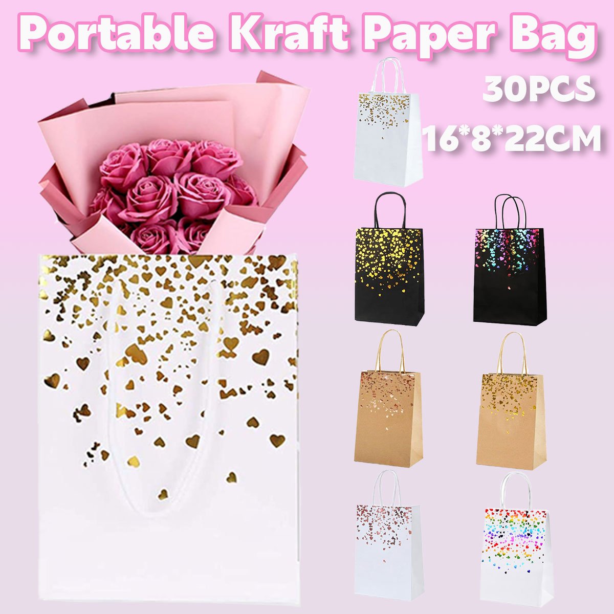 Party Kraft Paper Bronzing Small Love Gift Bag Candy Bag In Wholesale