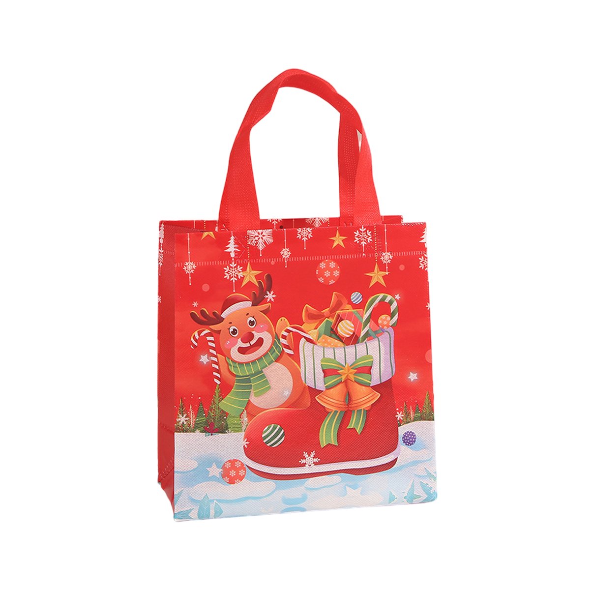 25pcs Christmas Non Woven Shopping Tote Bags Printed Colour Party Gift Bags