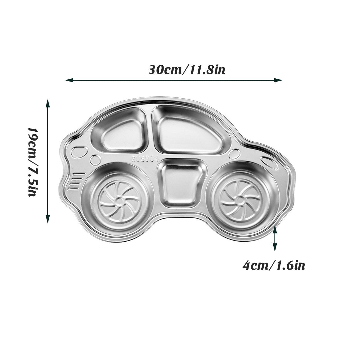 Children Stainless Steel Dinner Plate 2PCS