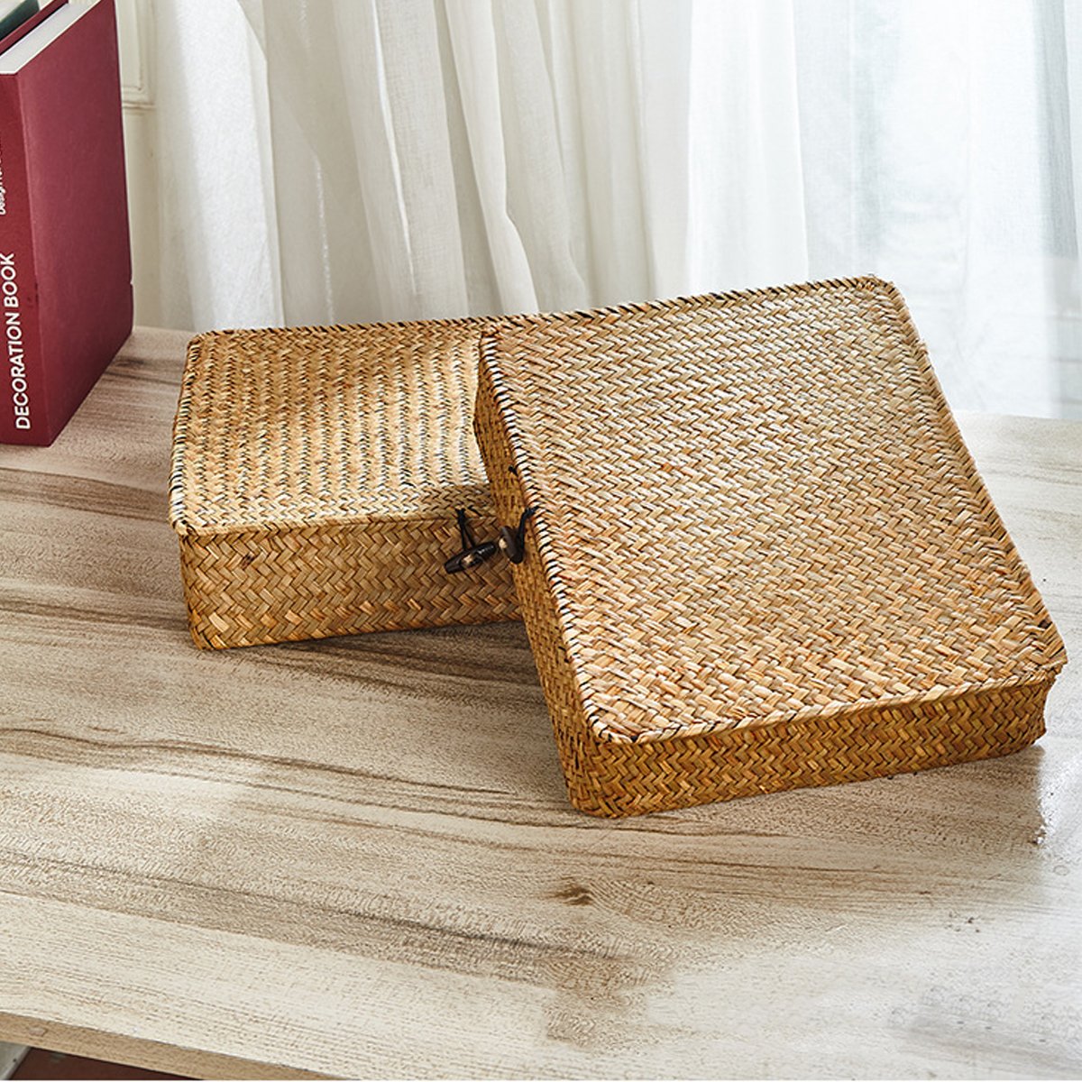 Storage Basket with Lid Organising Box 2PCS