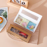 50PCS Set Kraft Paper Macaron Box with Transparent Window Cookie Candy Packaging