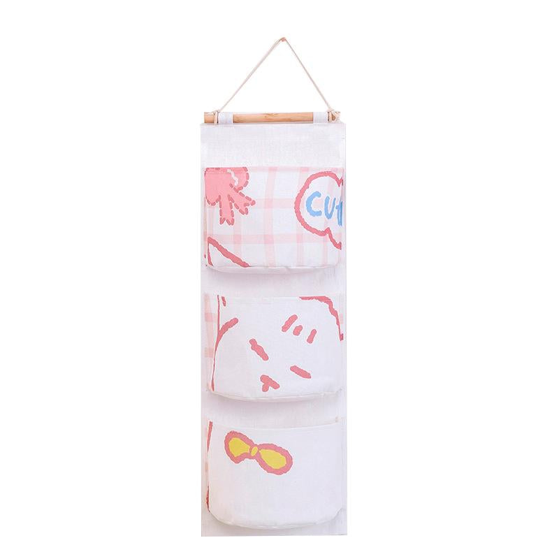 Bear Rabbit Sundry Storage Bag 3 Pockets Door Wall Hanging Organizer Pouch