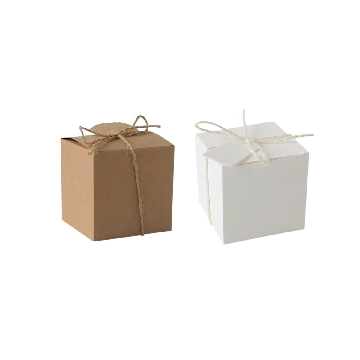 Sturdy Kraft Paper DIY Gift Boxes with Hemp Rope and Tags 50pcs