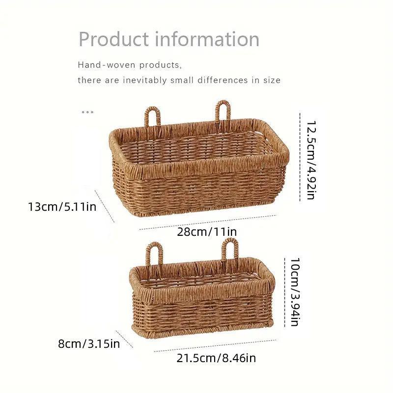 Wall-Mounted Rattan Style Storage Basket 1PC Large Size