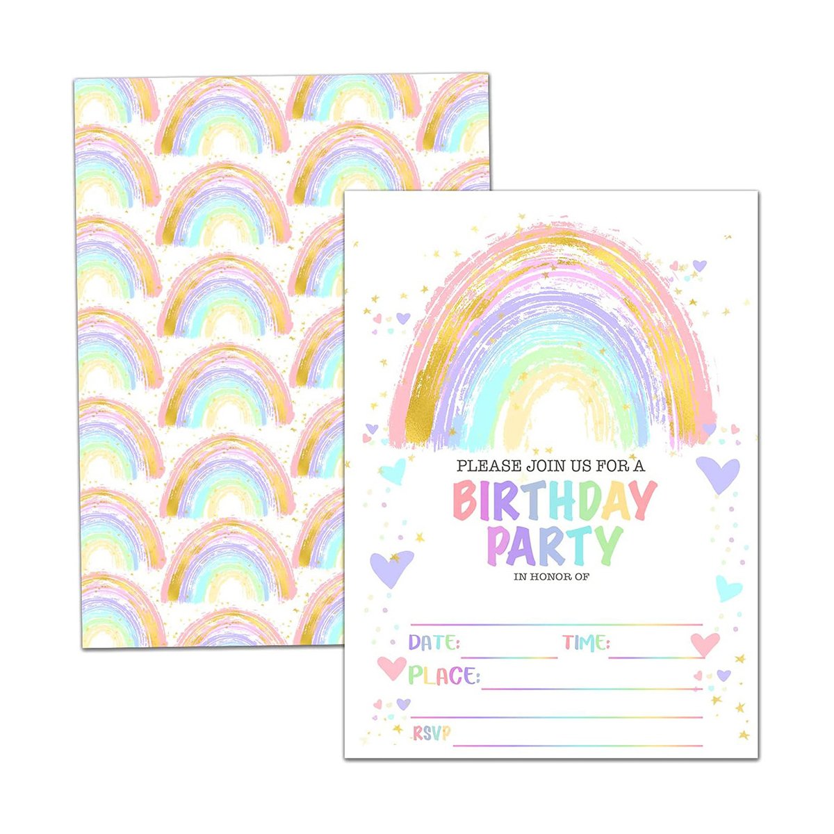 Rainbow Party Invitation Cards 20PCS