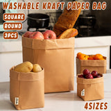 3pcs Washable Kraft Paper Storage Bag for Kitchen Desktop Refrigerator Organizer