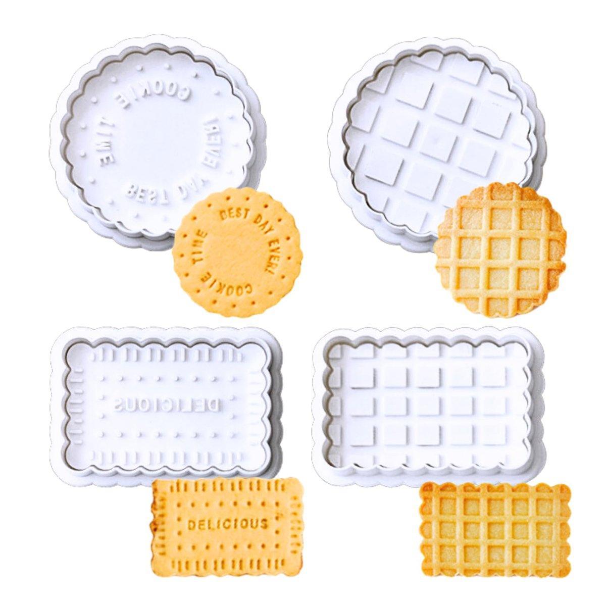 Waffle Cookie Cutters Stamp Set 4PCS