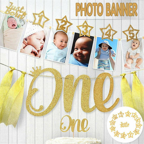 12 Month Milestone Photo Banner Party DIY Decor