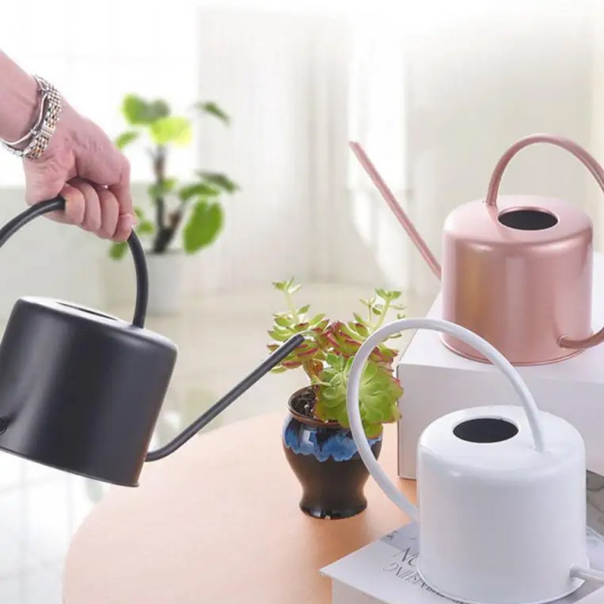 High-Quality Metal Retro Watering Can for Indoor and Garden Plants 1.3L