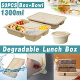 50pcs Degradable Corn Starch Lunch Box Eco-Friendly Biodegradable Food Container