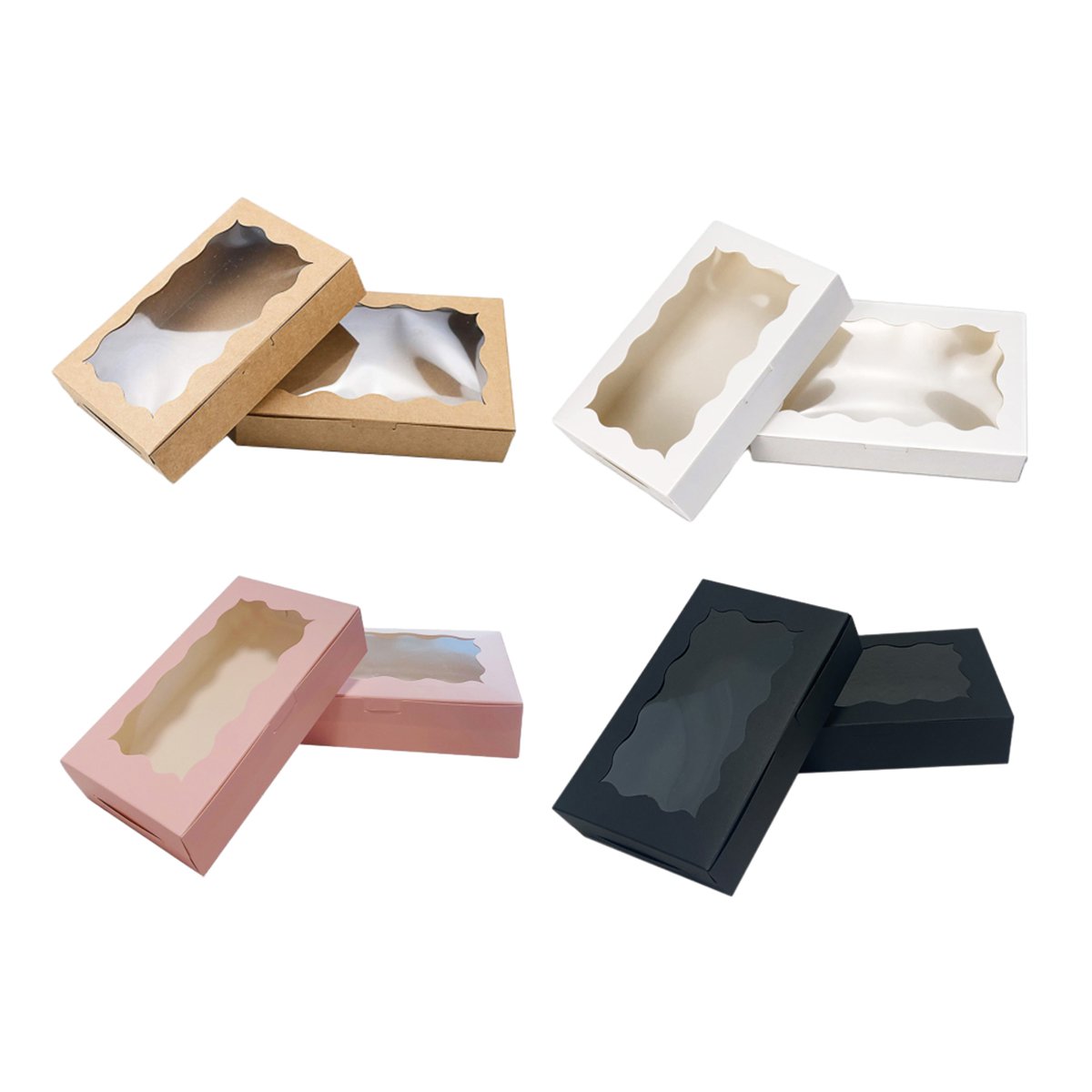 These rectangular kraft paper window boxes are the ideal packaging solution for cakes, pastries, and gifts.