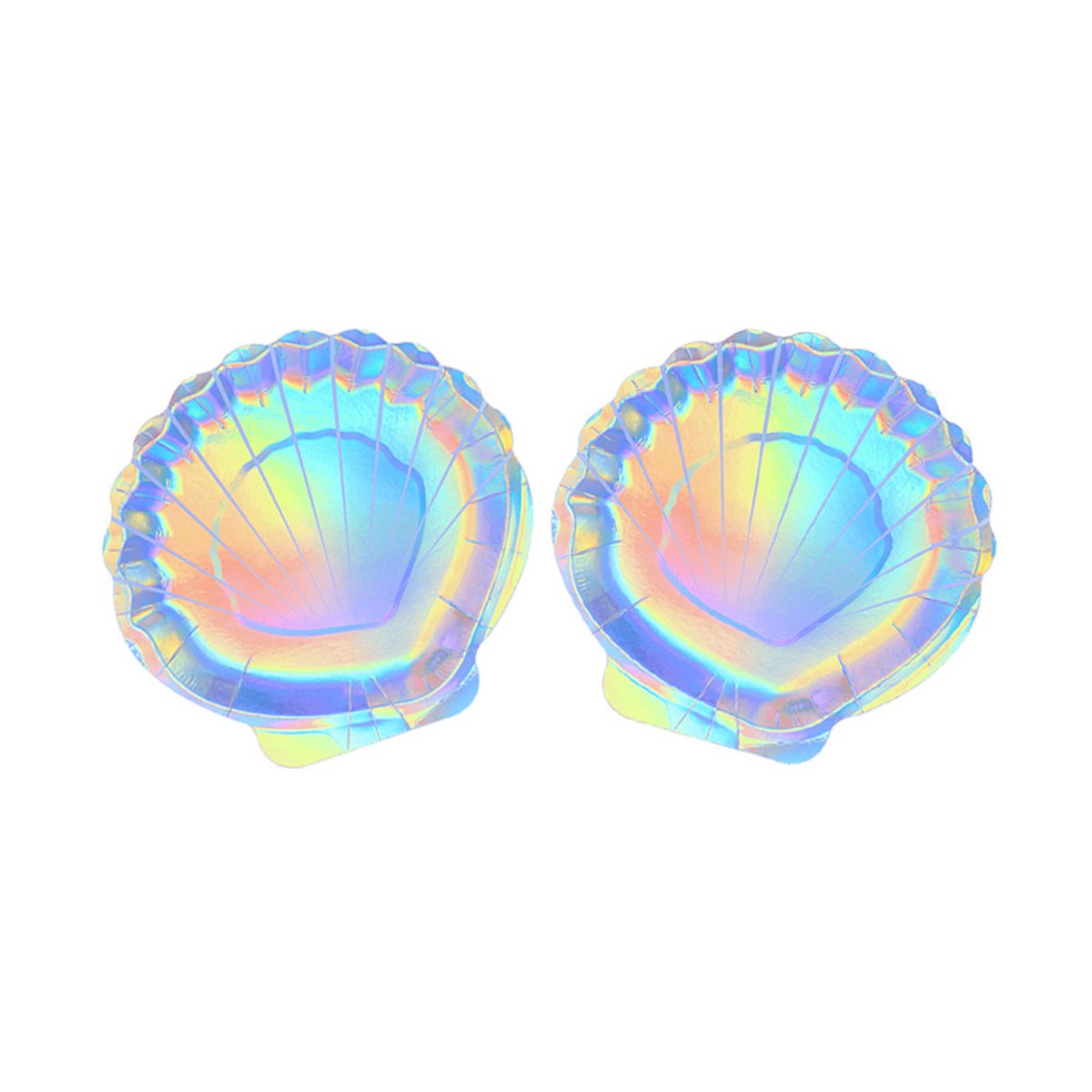 Shell-shaped Paper Plates 100 Pack High-Quality Iridescent Party Supplies