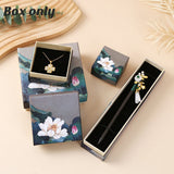 High-Quality Paper Vintage Lotus Jewelry Boxes with Velvet Lining 50pcs