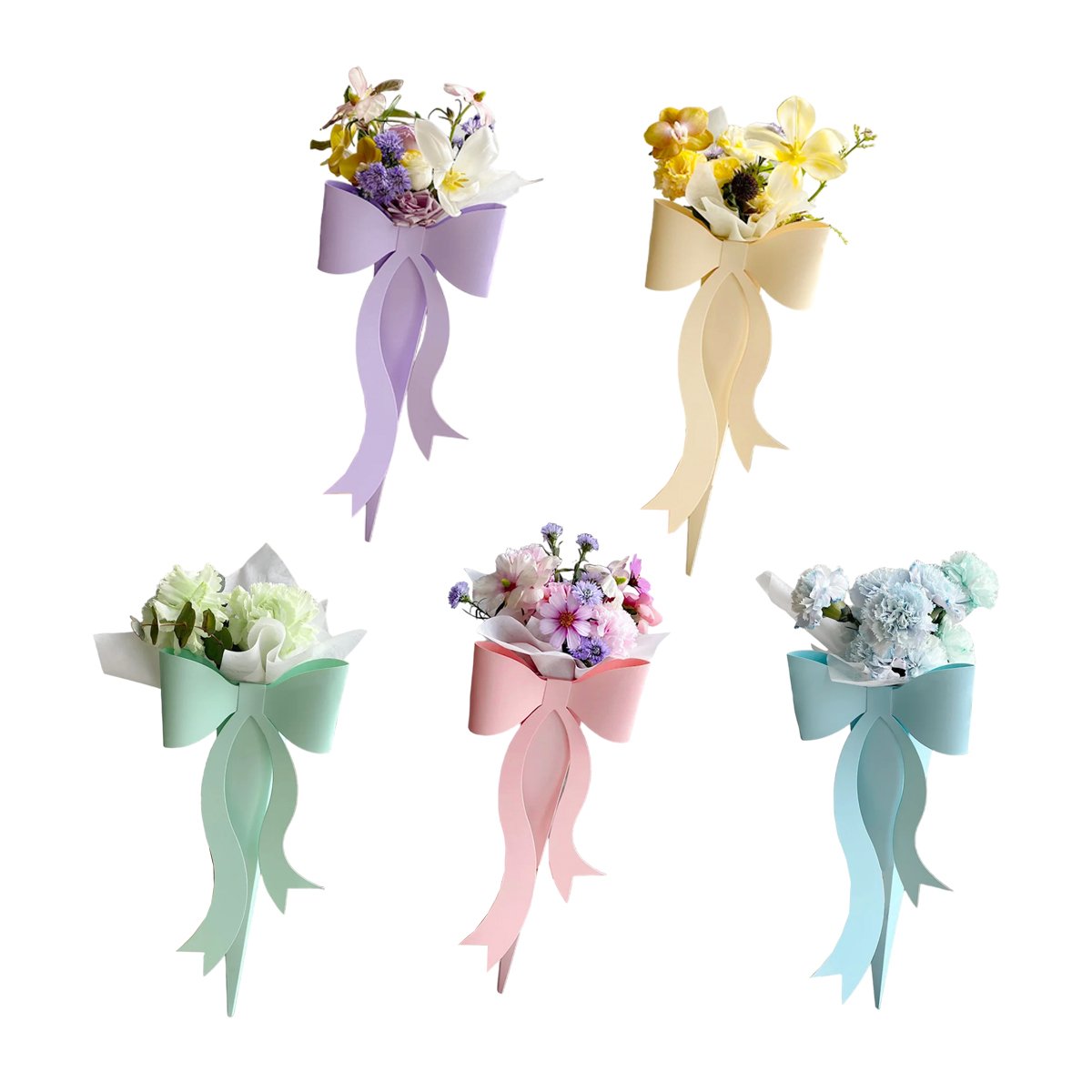 Bow Knot Flower Bouquet Boxes Durable Paperboard Elegant Floral Gift 10PCS