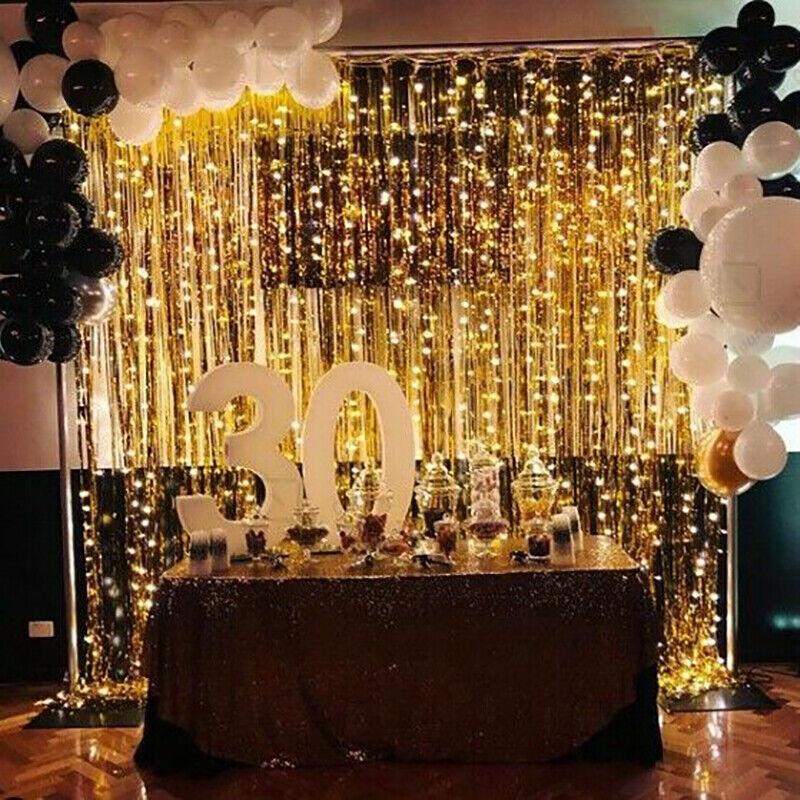 Metallic Tinsel Curtain Backdrop Party Decoration 1PC