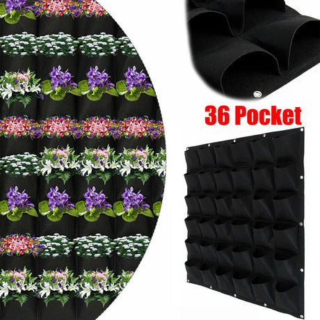 36 Pocket Planter Outdoor Vertical Garden Wall Planting Hanging Bag for Herbs