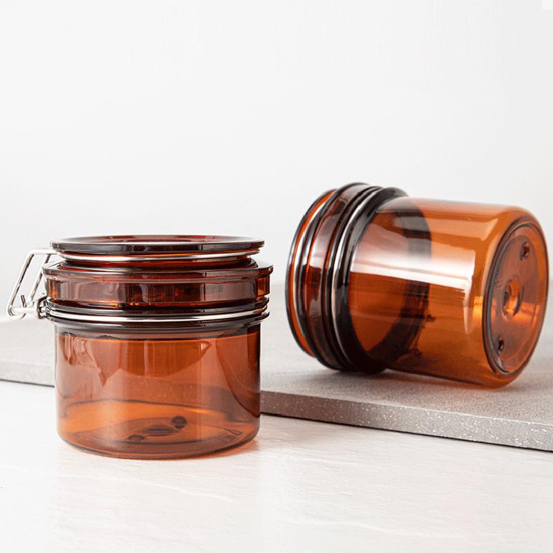 Durable PET Plastic Brown Plastic Jars for Skincare UV Protection Brown Plastic Jars 5pcs