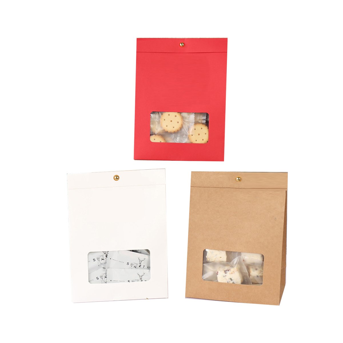 Snowflake Crisp Packaging Bag Candy Self-supporting Bag Kraft Paper Bag Window Nougat Candy Biscuit Bag