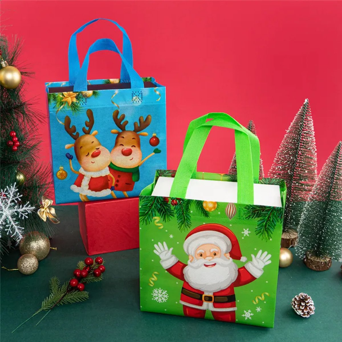 25pcs Non-Woven Birthday Gift Storage Bag Foldable Waterproof Christmas Handbag