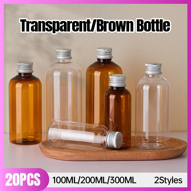 High-Quality PET Plastic Bottles with Aluminum Caps for Cosmetics 20pcs