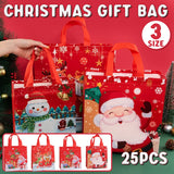 25pcs Christmas Non Woven Shopping Tote Bags Printed Colour Party Gift Bags