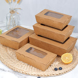 50pcs Kraft Paper Take Out Box Salad Fried Chicken Lunch Box with Open Window