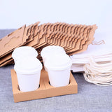 100pcs Corrugated Coffee Cup Holder with Thick Kraft Paper Base for Drinks