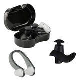 Waterproof Silicone Swimming Earplug Set  Soundproof Earplugs with Nose Clip Black 1 Pair of